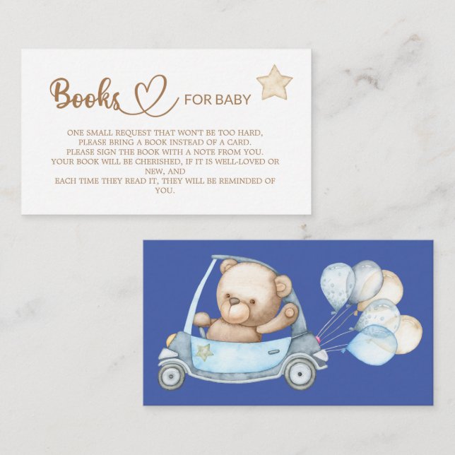 Teddy Bear Baby Shower Books for the baby Enclosur Enclosure Card (Front/Back)