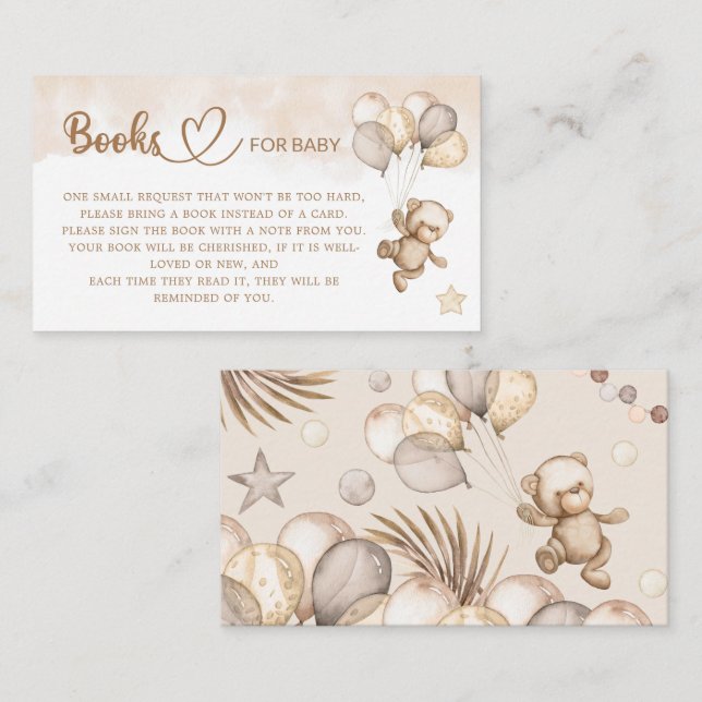 Teddy Bear Baby Shower Books for the baby Enclosure Card (Front/Back)