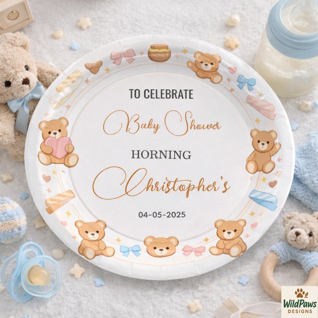 Teddy Bear Baby Shower Boy | Cute Blue Bear Paper Plate (Teddy Bear Baby Shower Boy | Cute Blue Bear Paper Plates
)