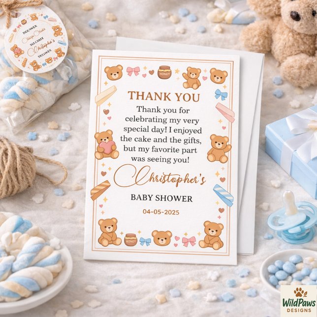 Teddy Bear Baby Shower Boy | Cute Blue Bear Thank You Card (Teddy Bear Baby Shower Boy | Cute Blue Bear Thank You Card
)