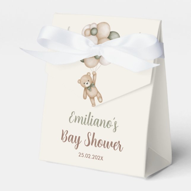 Teddy Bear Baby Shower Boy Favour Box (Front Side)
