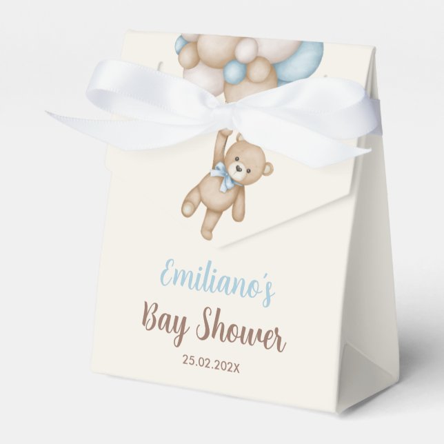 Teddy Bear Baby Shower Boy Favour Box (Front Side)