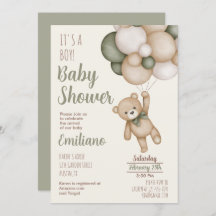 Teddy Bear Baby Shower Boy Invitation