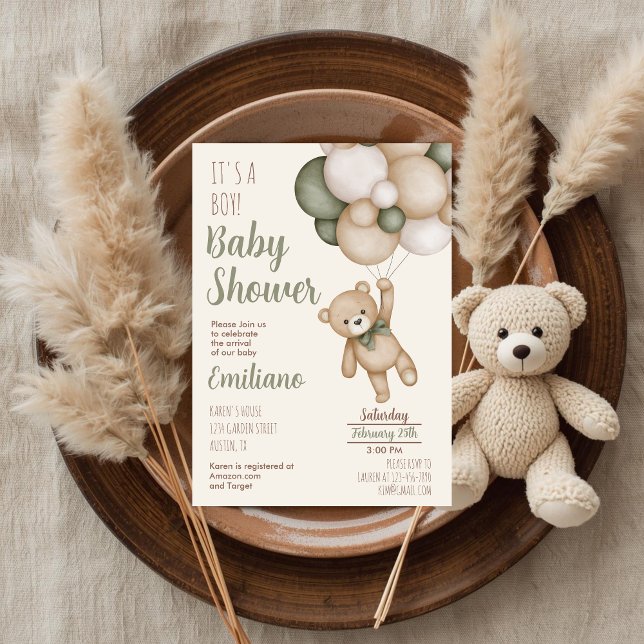 Teddy Bear Baby Shower Boy Invitation (Creator Uploaded)