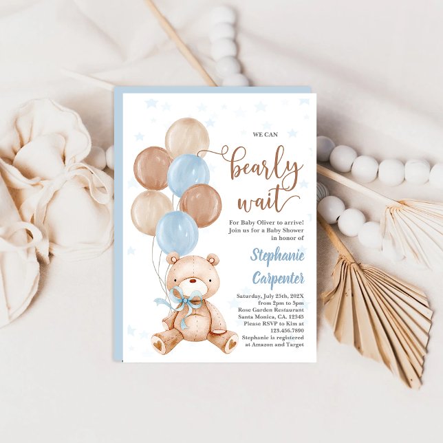 Teddy Bear Baby shower boy Invitation (Creator Uploaded)