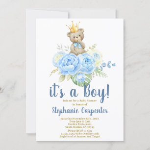 Teddy Bear Baby Shower Boy Invitation