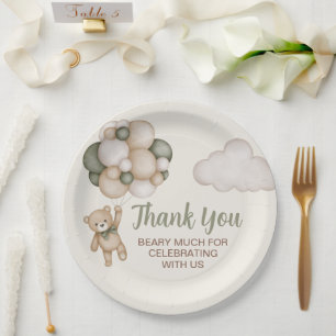 Teddy Bear Baby Shower Boy Paper Plate
