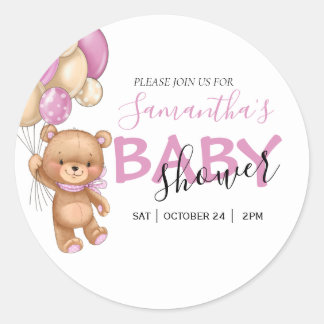 Teddy Bear Baby Shower Classic Round Sticker