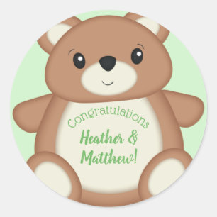 Teddy Bear Baby Shower Classic Round Sticker