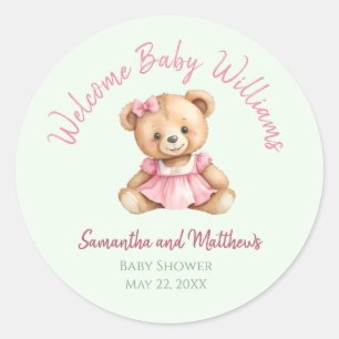 Teddy Bear Baby Shower Classic Round Sticker