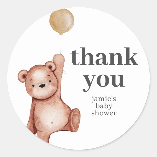 Teddy Bear Baby Shower Classic Round Sticker (Front)