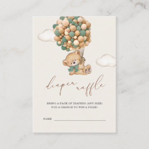 Teddy Bear Baby Shower Diaper Raffle  Enclosure Card