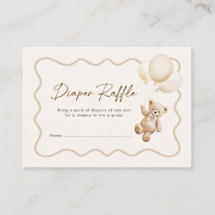 Teddy Bear Baby Shower Diaper Raffle Enclosure Card
