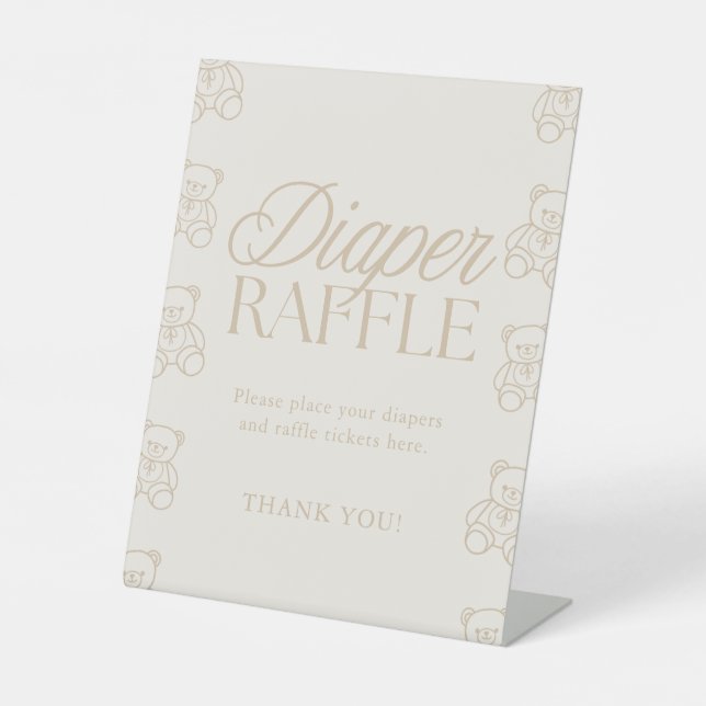 Teddy Bear Baby Shower Diaper Raffle Sign (Front)
