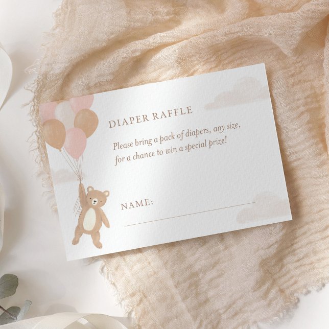 Teddy Bear Baby Shower Diaper Raffle Ticket Enclosure Card (Creator Uploaded)