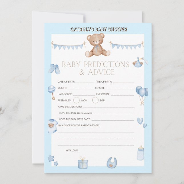 Teddy Bear Baby Shower - Editable Name, 5x7 size I Invitation (Front)