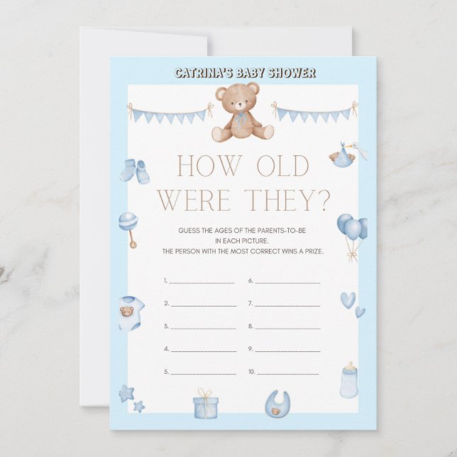Teddy Bear Baby Shower - Editable Name, 5x7 size Invitation (Front)