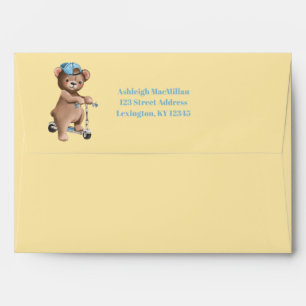 Teddy Bear Baby Shower Envelope - Yellow, Blue