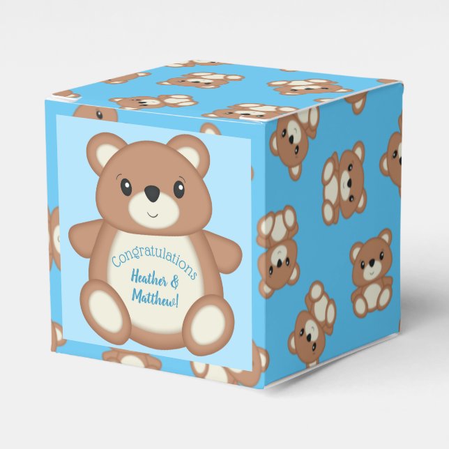 Teddy Bear Baby Shower Favour Box (Front Side)