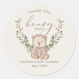 Teddy Bear Baby Shower Favour Classic Round Sticker