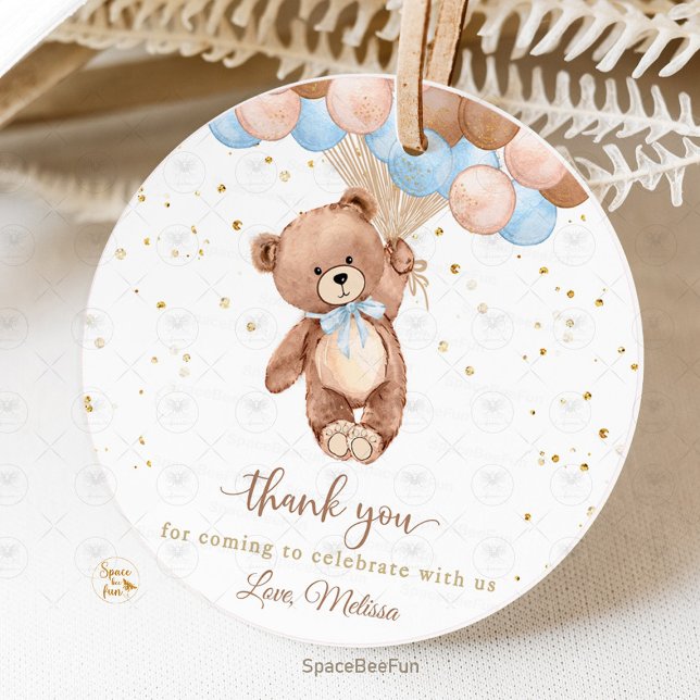Teddy Bear Baby Shower Favour Tags (Teddy bear baby shower favor tags, bear-themed baby shower, baby shower gift tags, baby shower favor)