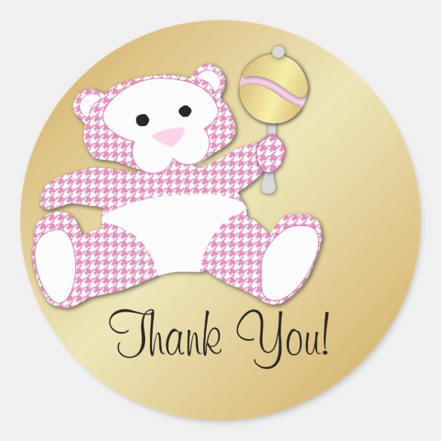 Teddy Bear Baby Shower Favour Thank You Sticker (Front)