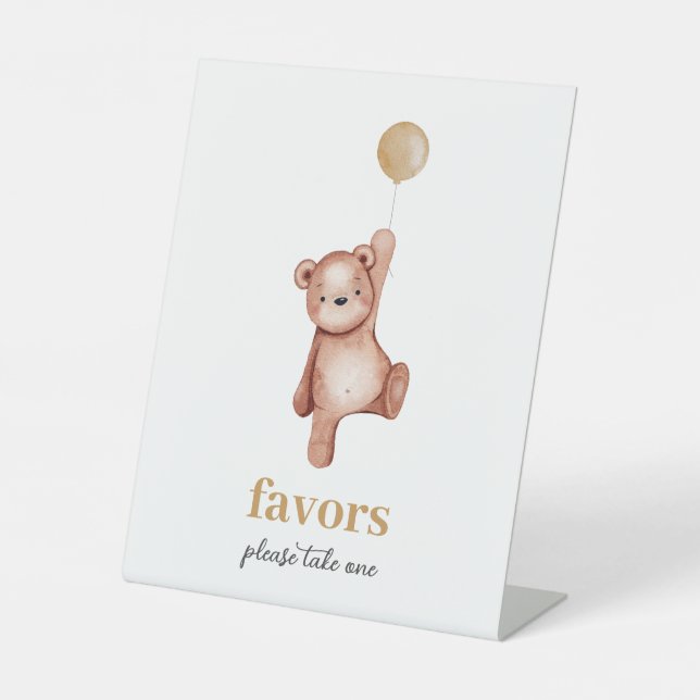 Teddy Bear Baby Shower Favours Table Sign (Front)