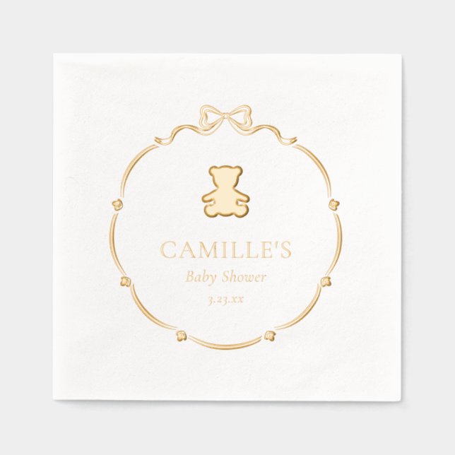 Teddy Bear Baby Shower Foil Napkins (Front)
