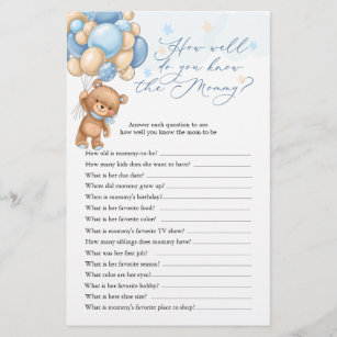 Teddy Bear Baby Shower Game Who Knows Mummy Best