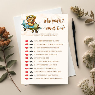 Teddy Bear Baby Shower Game Who Said It Mum or Dad