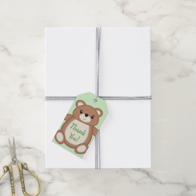Teddy Bear Baby Shower Gift Tags (With Twine)