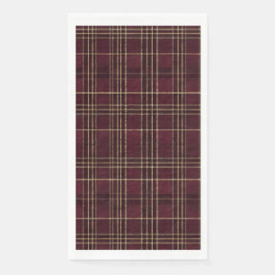Teddy Bear Baby Shower Girl Plaid Burgundy Bow Napkin