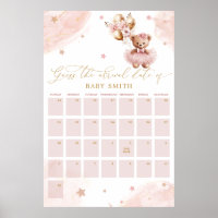 Teddy Bear Baby Shower Guess Due Date Calendar