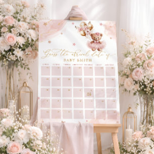 Teddy Bear Baby Shower Guess Due Date Calendar Poster