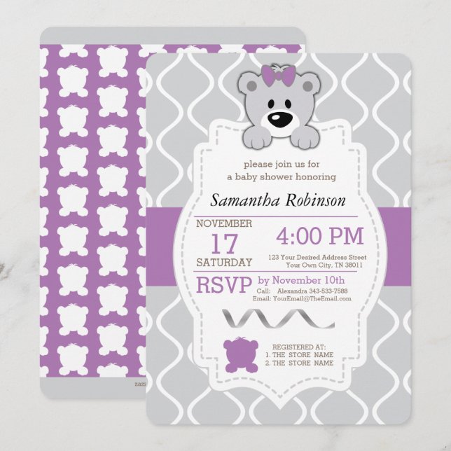 Teddy Bear Baby Shower Invitation (Front/Back)