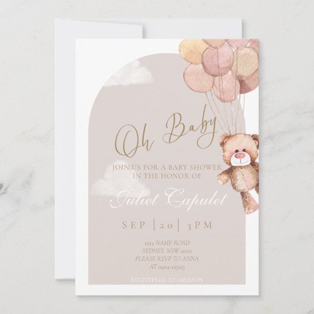 Teddy Bear Baby Shower Invitation (Front)