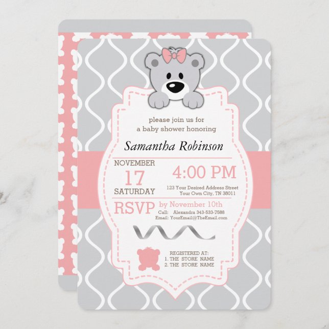 Teddy Bear Baby Shower Invitation (Front/Back)
