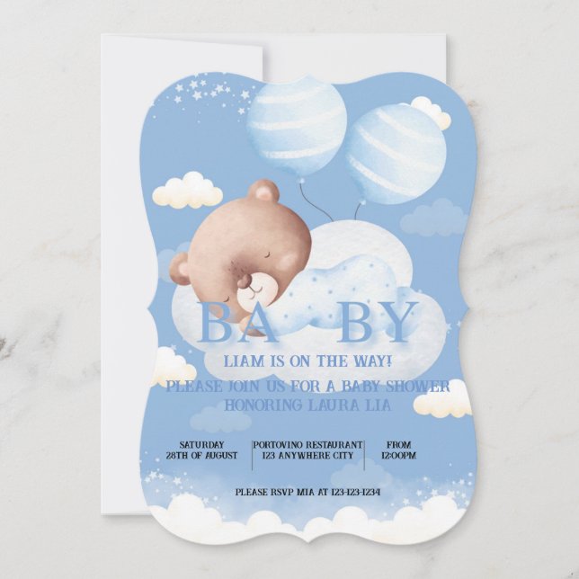 TEDDY BEAR BABY SHOWER INVITATION (Front)