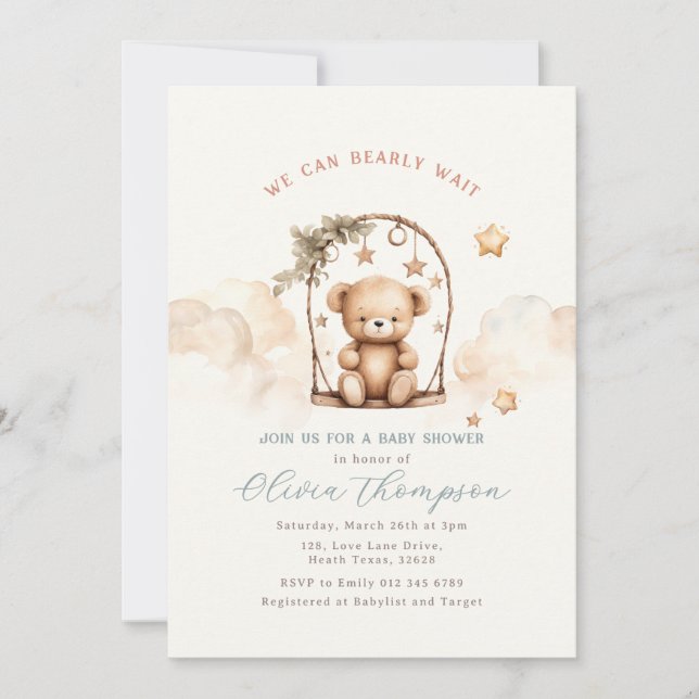 Teddy Bear Baby Shower Invitation (Front)
