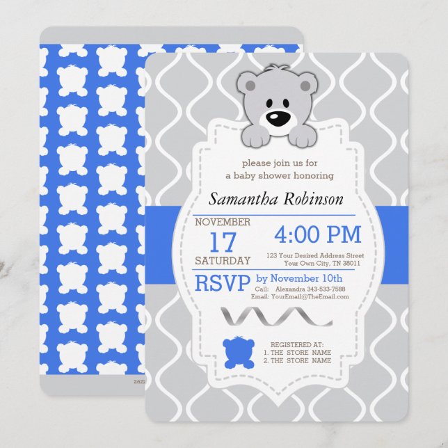 Teddy Bear Baby Shower Invitation (Front/Back)
