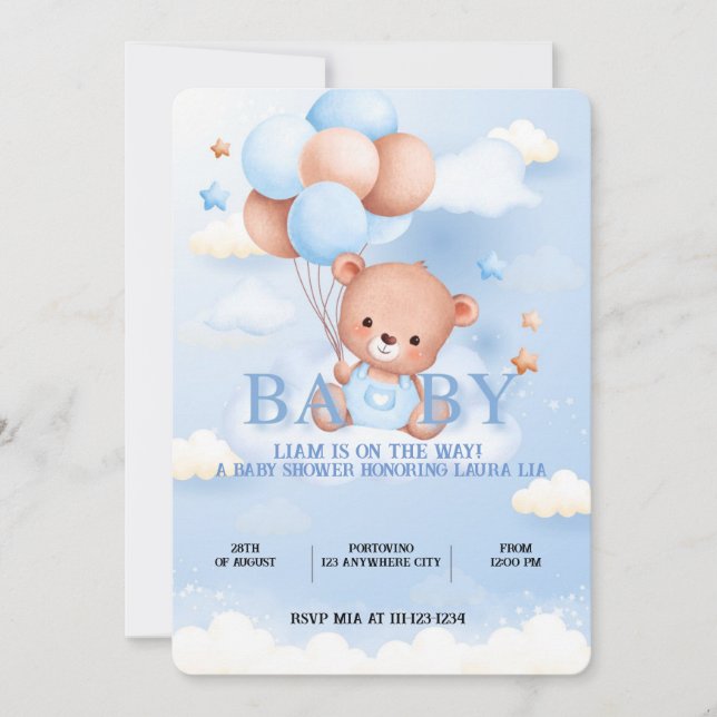 TEDDY BEAR BABY SHOWER INVITATION (Front)