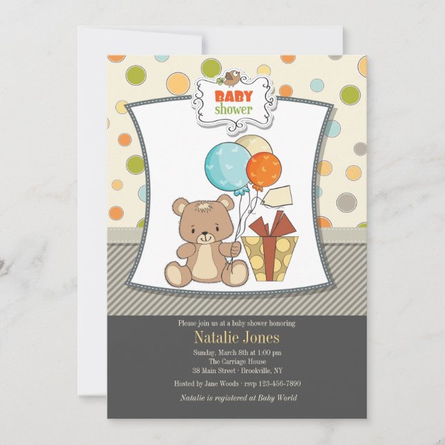 Teddy Bear Baby Shower Invitation (Front)