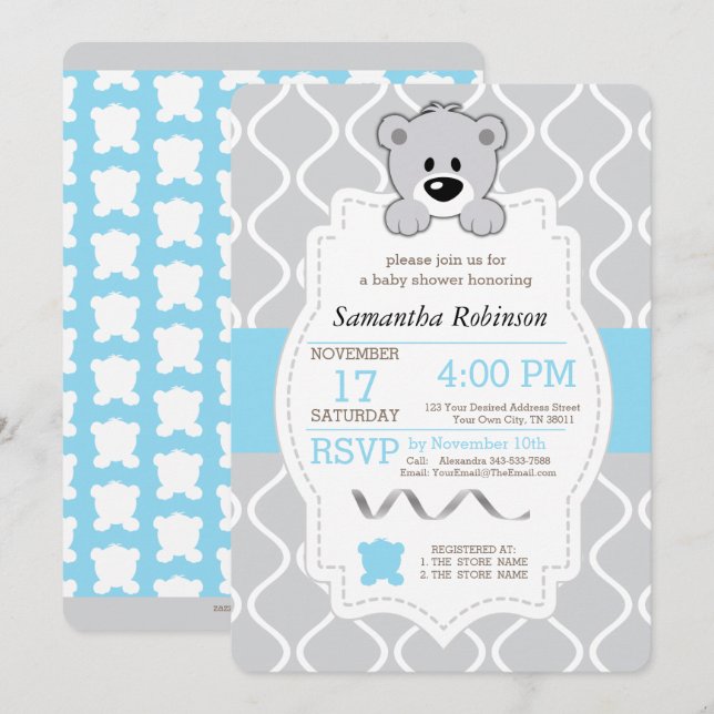 Teddy Bear Baby Shower Invitation (Front/Back)