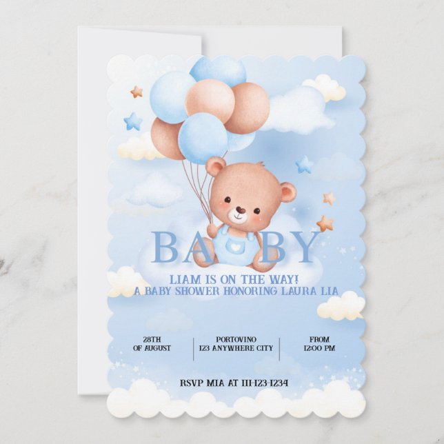 TEDDY BEAR BABY SHOWER INVITATION (Front)