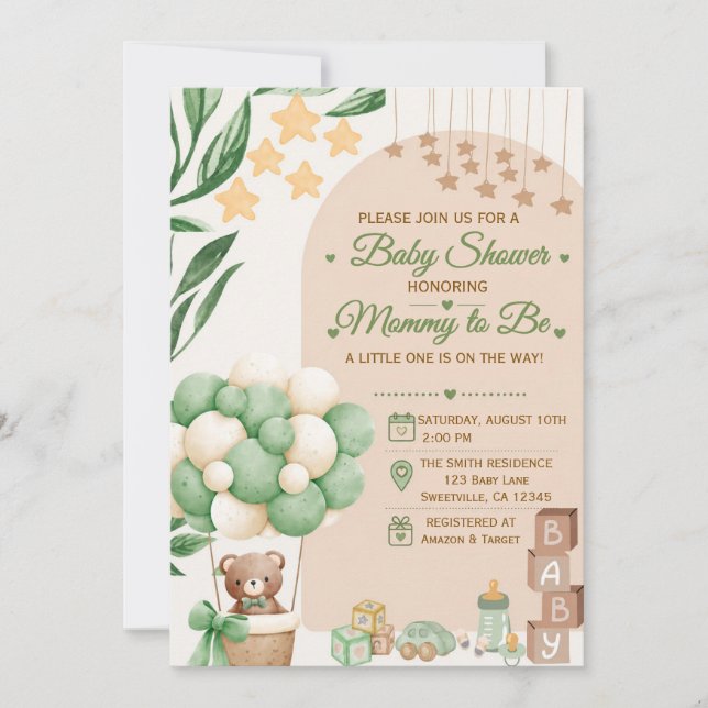 Teddy Bear Baby Shower Invitation (Front)