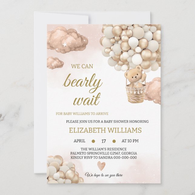 Teddy bear baby shower invitation (Front)