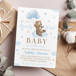 Teddy Bear Baby Shower Invitation Bear Balloon