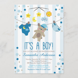 Teddy Bear Baby Shower Invitation, boy baby shower Invitation
