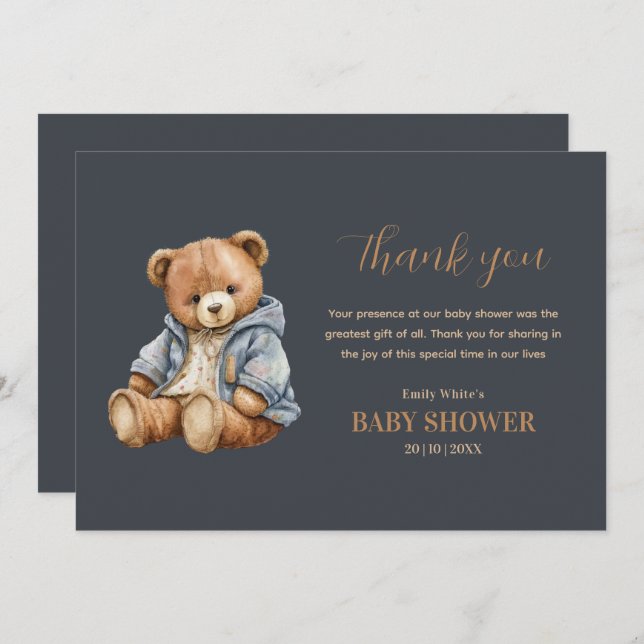 Teddy Bear Baby Shower Invitation Can Bearly Wait  (Front/Back)