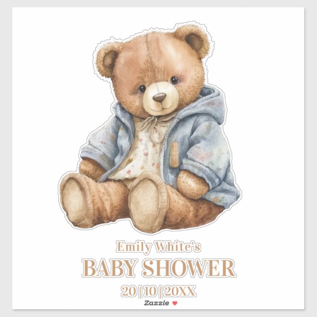 Teddy Bear Baby Shower Invitation Can Bearly Wait  (Sheet)